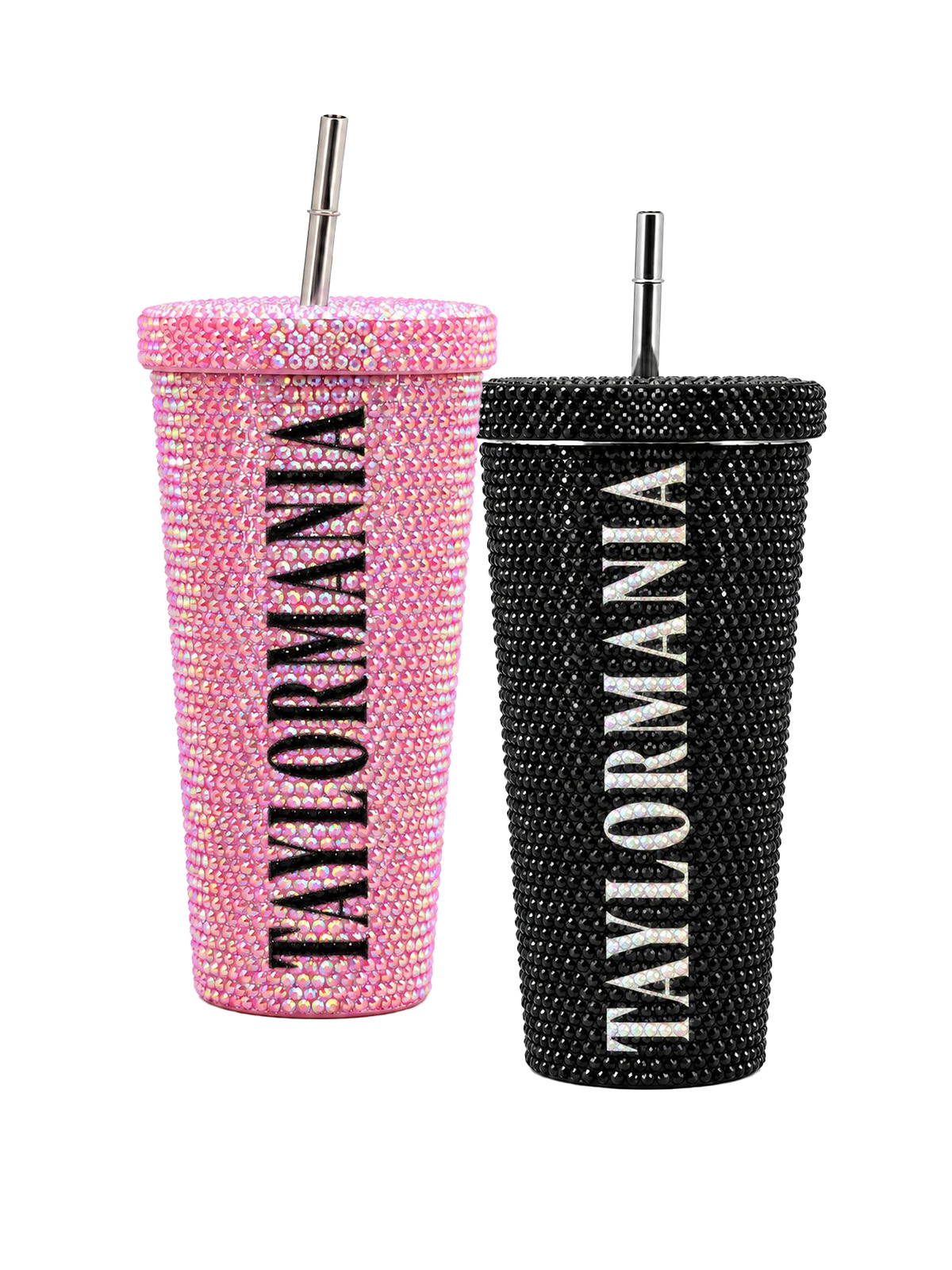 Rhinestone Bling Tumbler with Straw